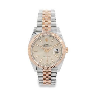 Rolex Datejust 41 stainless Steel and Rose Gold Jubilee Sundust Index Dial Watch 126331